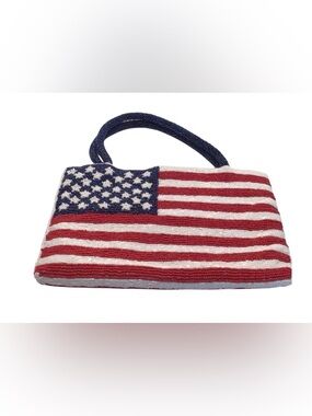 Vintage Valerie Stevens Beaded Flag Clutch Evening Bag.